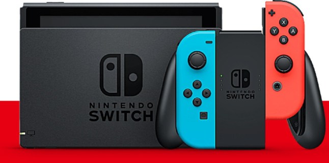 Nintendo Switch console with red and blue Joy-Con controllers
