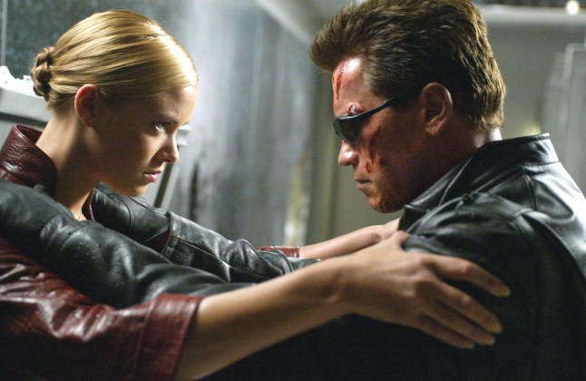 Editorial use only. No book cover usage. Mandatory Credit: Photo by Warner Br/Everett/Shutterstock (421101g) TERMINATOR 3: RISE OF THE MACHINES (2003), Kristanna Loken, Arnold Schwarzenegger 'TERMINATOR 3: RISE OF THE MACHINES' FILM STILLS - 2003