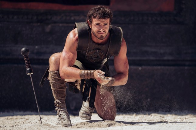 This image released by Paramount Pictures shows Paul Mescal in a scene from "Gladiator II." (Aidan Monaghan/Paramount Pictures via AP)