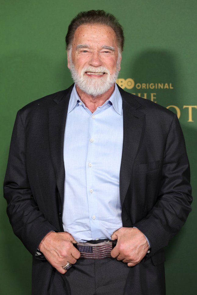 LOS ANGELES, CALIFORNIA - FEBRUARY 10: Arnold Schwarzenegger arrives at the Los Angeles Premiere Of HBO Original Series "The White Lotus" Season 3 at Paramount Theatre on February 10, 2025 in Los Angeles, California. (Photo by Maya Dehlin Spach/WireImage)