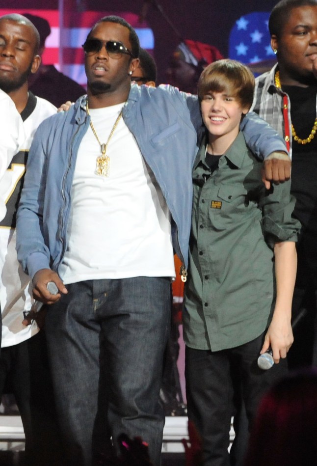 Sean "Diddy" Combs and Justin Bieber perform at the BET-SOS Saving Ourselves ?? Help for Haiti Benefit Concert at AmericanAirlines Arena on February 5, 2010 in Miami, Florida.