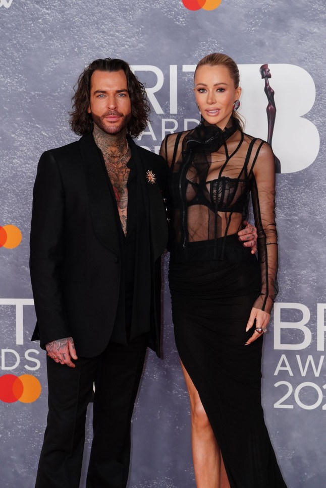 Pete Wicks and Olivia Attwood arriving for The BRIT Awards 2025 at London's O2 Arena. Picture date: Saturday March 1, 2025. PA Photo. See PA story SHOWBIZ Brits. Photo credit should read: Ian West/PA Wire