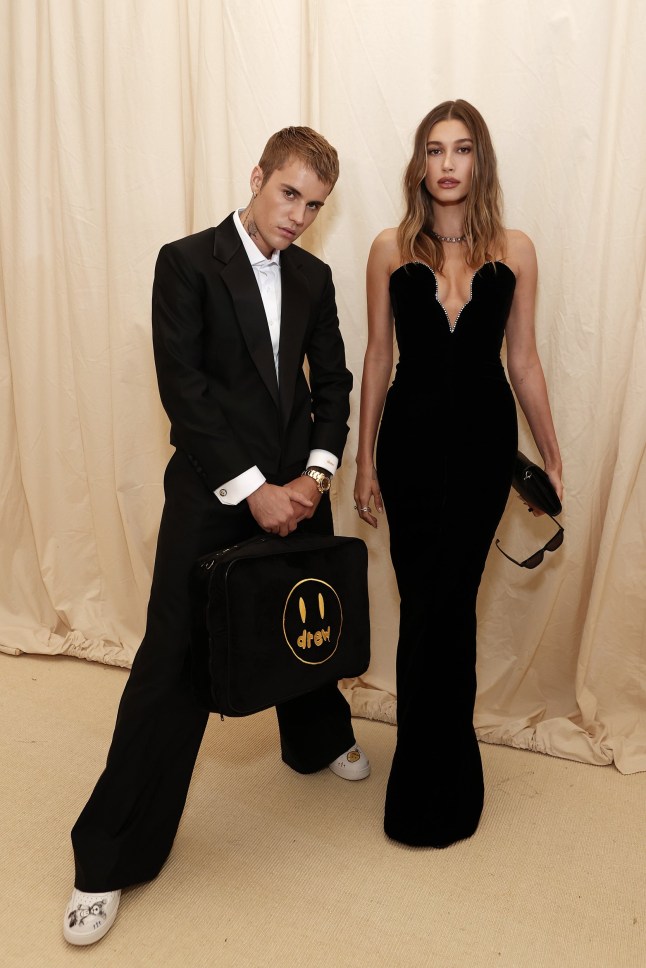NEW YORK, NEW YORK - SEPTEMBER 13: Justin Bieber and Hailey Bieber attend The 2021 Met Gala Celebrating In America: A Lexicon Of Fashion at Metropolitan Museum of Art on September 13, 2021 in New York City. (Photo by Arturo Holmes/MG21/Getty Images)