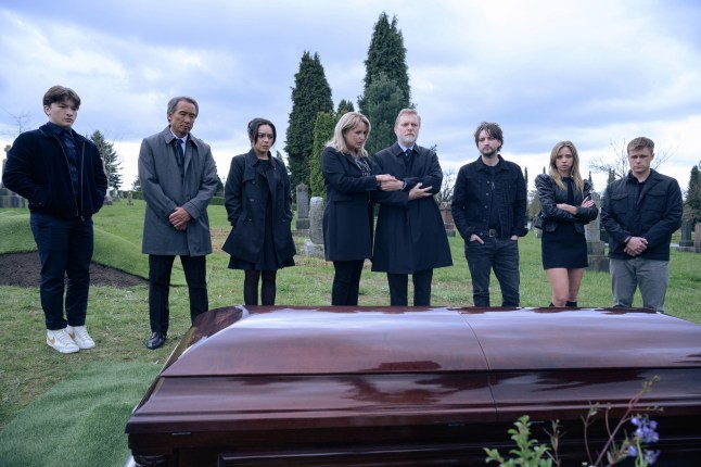 No Merchandising. Editorial Use Only. No Book Cover Usage. Mandatory Credit: Photo by Warner Bros/Everett/REX/Shutterstock (15144418i) FINAL DESTINATION: BLOODLINES, (aka FINAL DESTINATION 6), from left: Teo Briones, Tinpo Lee, Kaitlyn Santa Juana, April Telek, Alex Zahara, Richard Harmon, Anna Lore, Owen Patrick Joyner, 2025. ph: Eric Milner / ? Warner Bros. / courtesy Everett Collection Final Destination: Bloodlines - 2025