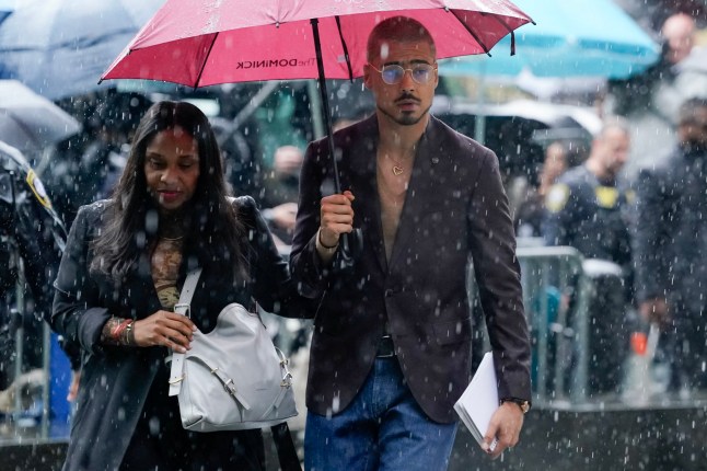 Quincy Brown, stepson of Sean "Diddy" Combs, arrives at federal court for Sean "Diddy" Combs' sex trafficking trial in New York City on May 14, 2025. Sean "Diddy" Combs used violence and threats of reputational ruin to control women he abused for years, New York jurors heard May 12 during opening statements of the federal sex trafficking trial that was followed by the case's intitial graphic testimonies. The panel of 12 jurors and six alternates responsible for determining Combs's fate heard of the famed artist's explosive outbursts and an attempt to preserve his own reputation and power of celebrity through bribery. (Photo by TIMOTHY A. CLARY / AFP) (Photo by TIMOTHY A. CLARY/AFP via Getty Images)