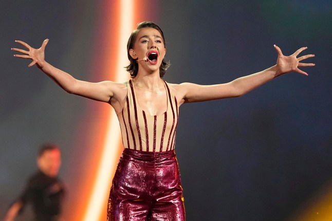 Mariam Shengelia from Georgia performs the song Freedom during the second semi-final of the 69th Eurovision Song Contest, in Basel, Switzerland, Thursday, May 15, 2025