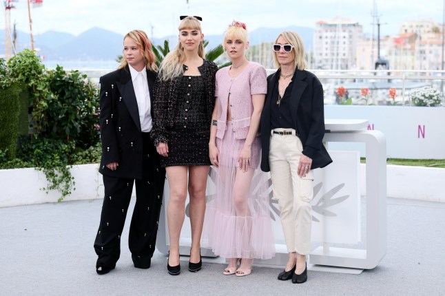 CANNES, FRANCE - MAY 16: (L-R) Thora Birch, Imogen Poots, Kristen Stewart and Kim Gordon pose during "The Chronology of Water" photocall at the 78th annual Cannes Film Festival at Palais des Festivals on May 16, 2025 in Cannes, France. (Photo by Andreas Rentz/Getty Images)