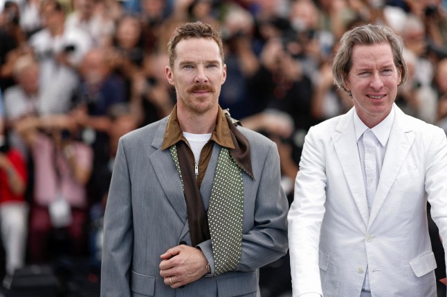 Director Wes Anderson and cast member Benedict Cumberbatch pose during a photocall for film "The Phoenician Scheme" in competition at the 78th Cannes Film Festival in Cannes, France, May 19, 2025. REUTERS/Benoit Tessier
